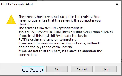How to use PuTTY? Accept new connection