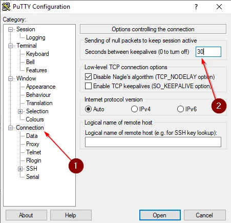 How to use PuTTY? KeepAlive setup