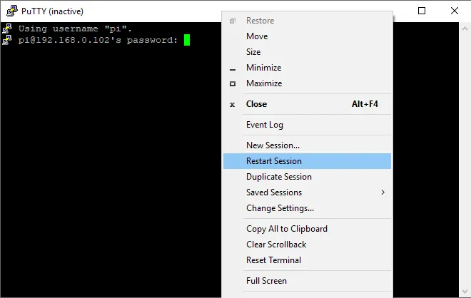 Putty Restart Session