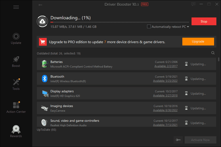 IObit Driver Booster downloading drivers