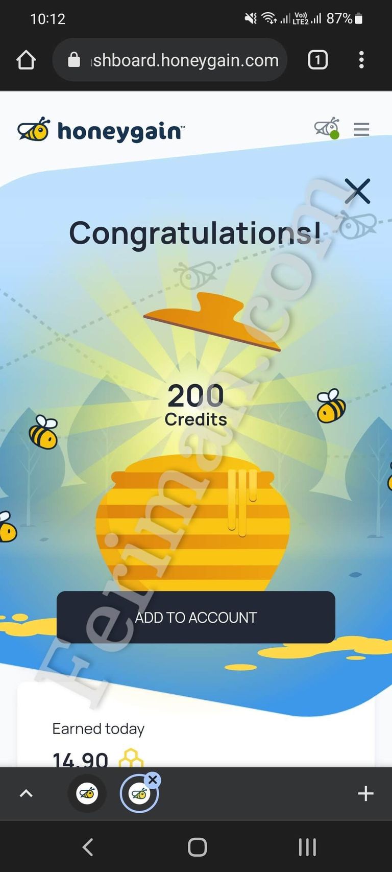 200 credits HoneyGain