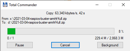 Total Commander copy speed from Raspberry Pi 4
