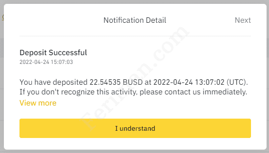 Payout proof to Binance BUSD wallet from peer2profit