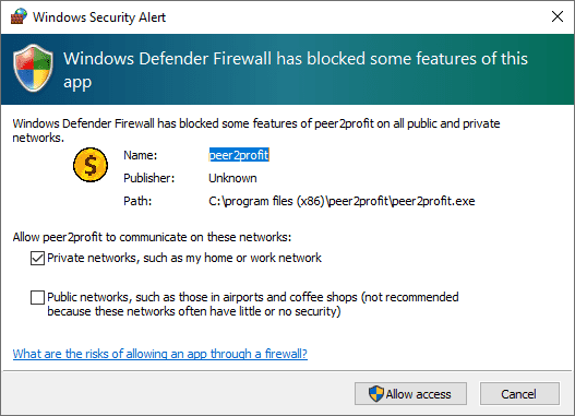 Windows Firewall - Peer2Profit