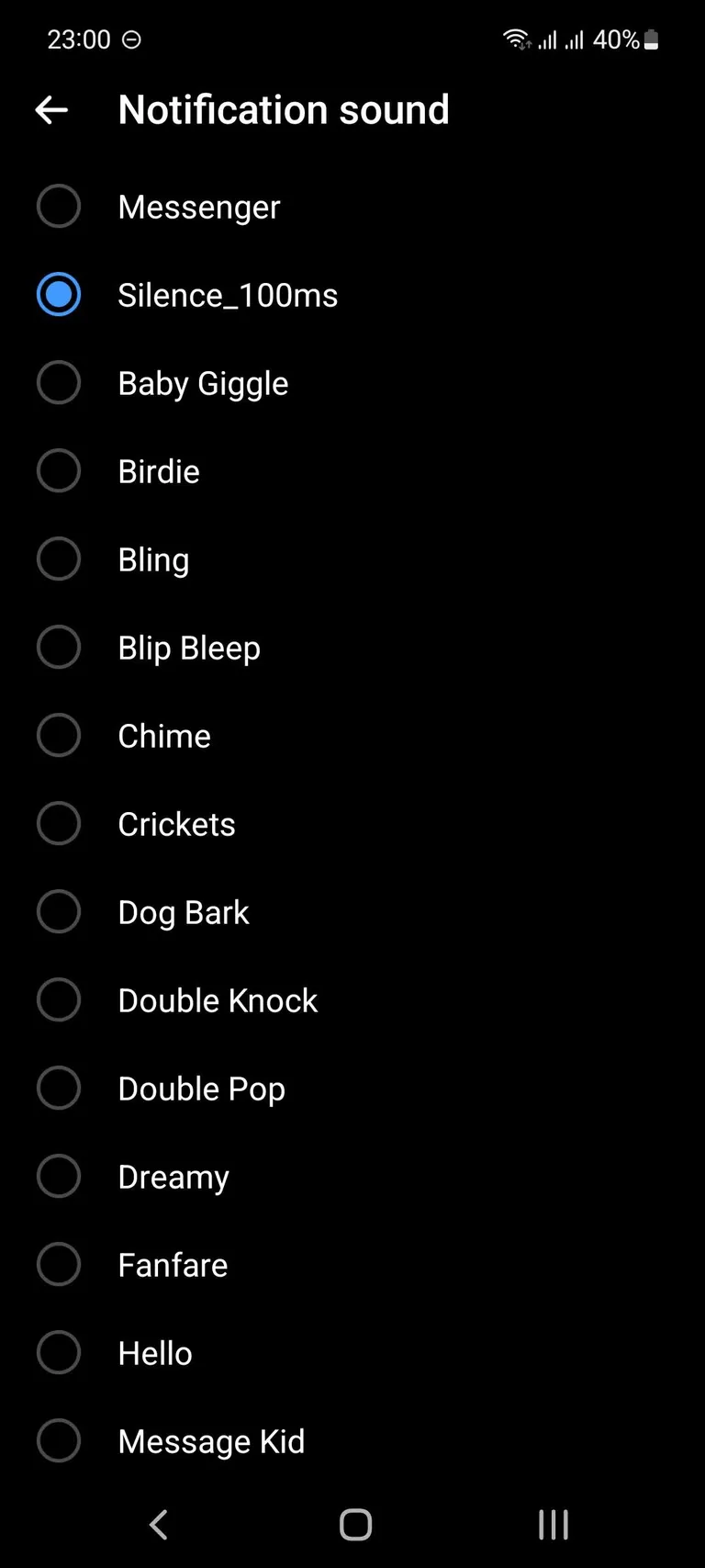 Messenger Silent mode notification
