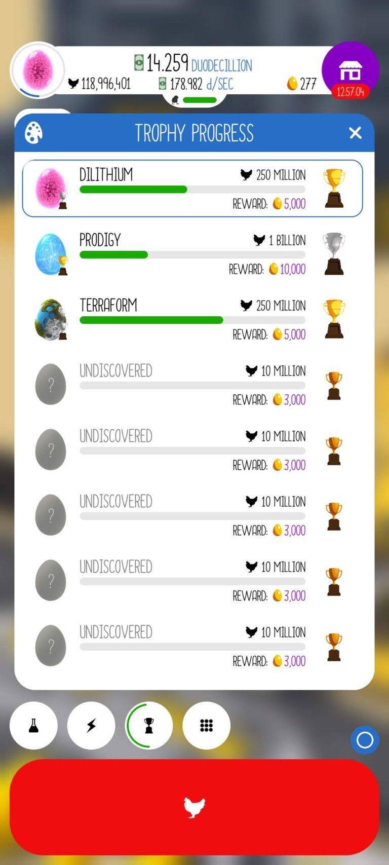 Egg Inc Progress bar