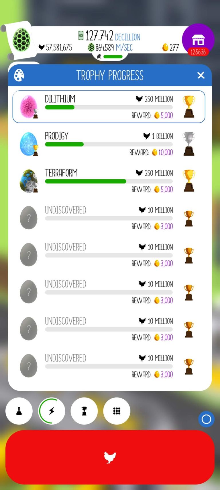 Egg Inc Progress bar