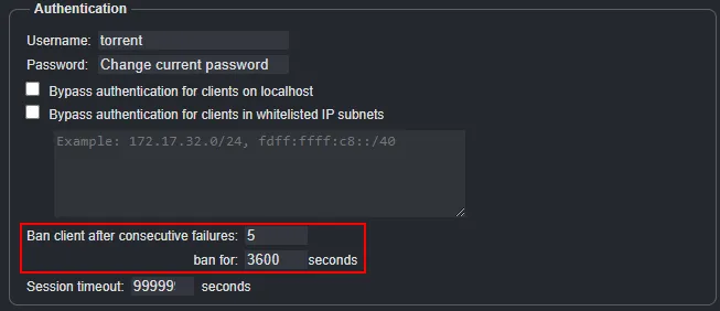ban in qBittorrent
