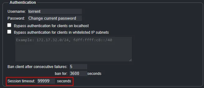 timeout in qbittorrent